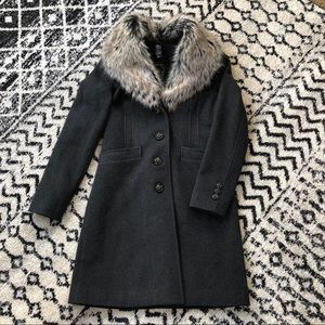 🎉HP🎉 MODA Fur trimmed charcoal winter jacket